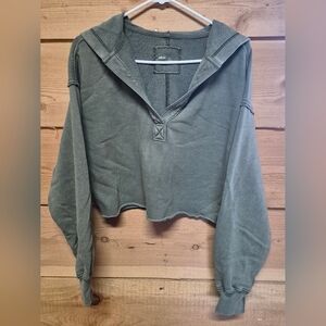 Aerie Olive Green Women's Cropped Hoodie